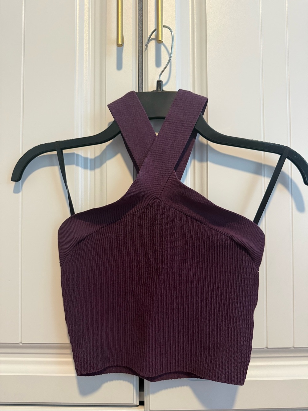Aritzia Babaton Ribbed Crop Tank - Deep Plum